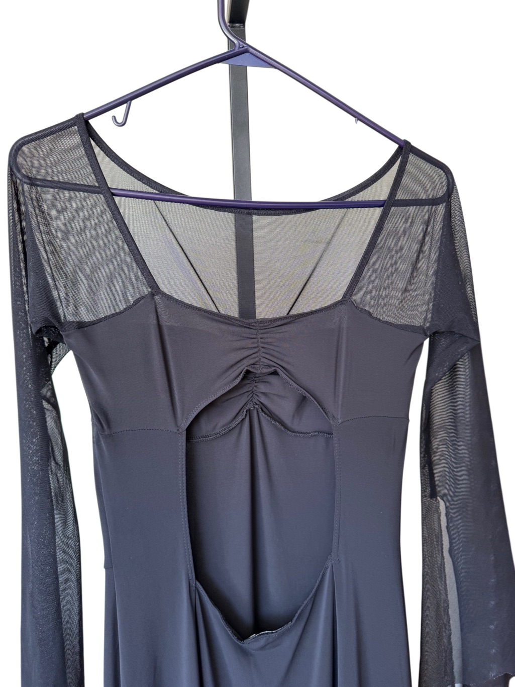 Vintage Y2k Mesh Sheer Fairy Whimsigoth Witchy Grunge Black Maxi Dress Size M — image 5 of 8
